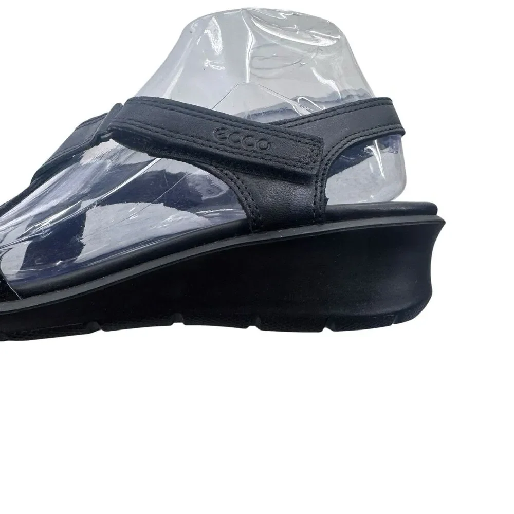 ECCO Womens Size 9/40 Black Leather Easy On Strappy Sandal Fast Shipping